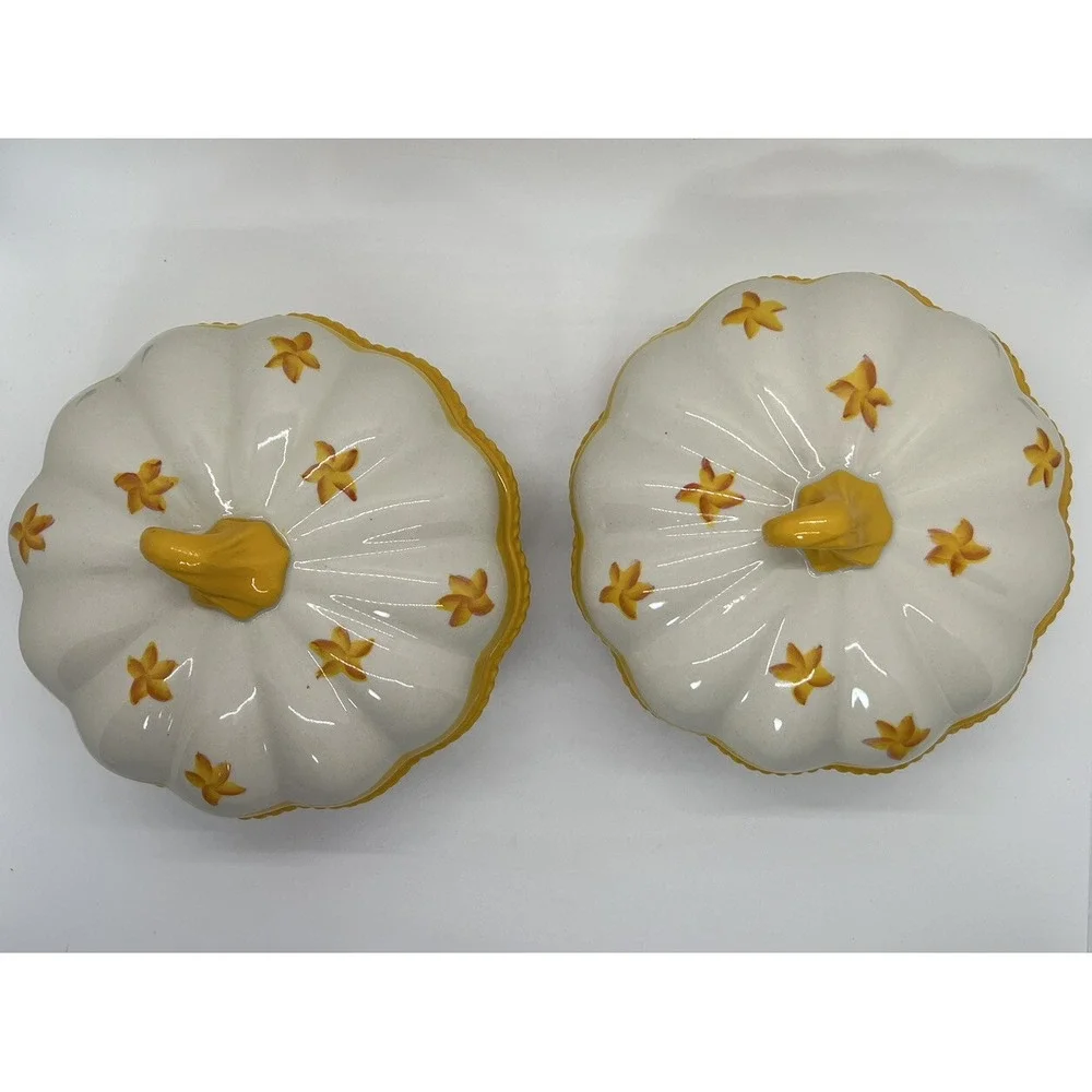 Temptations Old World Fall Harvest‎ Pumpkin Patch 2 Bakeware Covered Dishes 16oz